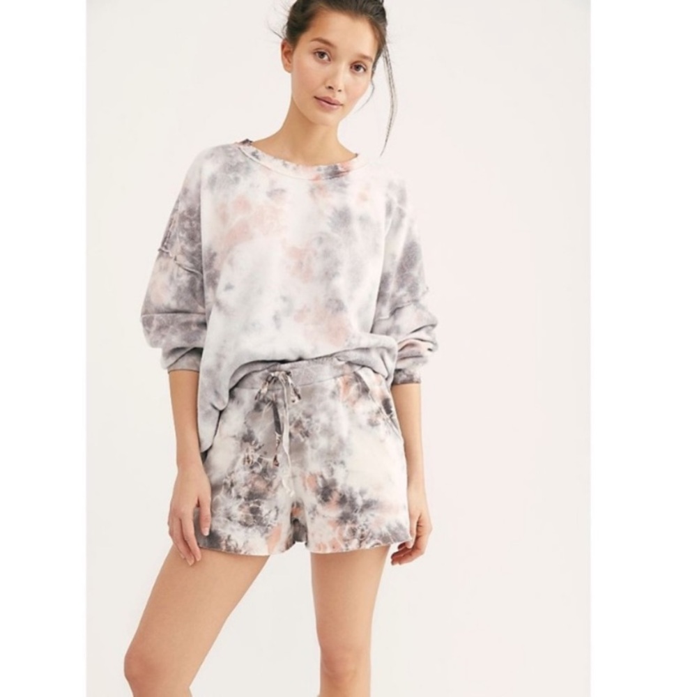 *Top Only * {Free People} Kelly Tie Dye Sweatshirt Small Coral